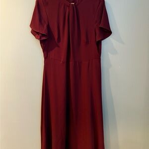 Ann Taylor Red Flutter Sleeve Midi Sundress